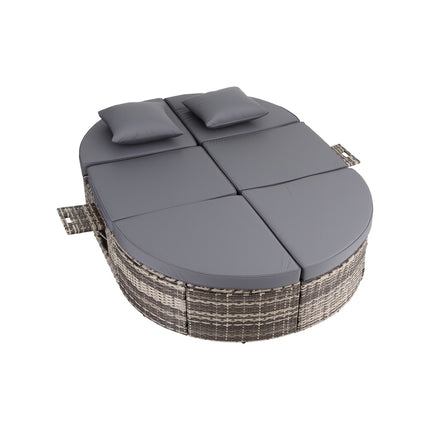 Gardeon Outdoor Day Bed Sun Lounge Setting Wicker Lounger Patio Furniture w/ Retractable Side Tray