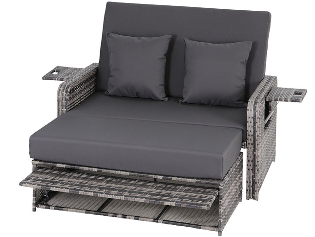 Gardeon Outdoor Day Bed Sun Lounge Setting Wicker Lounger Patio Furniture Grey