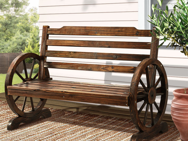 Gardeon Outdoor Garden Bench Wooden 2 Seat Wagon Chair Patio Furniture Brown