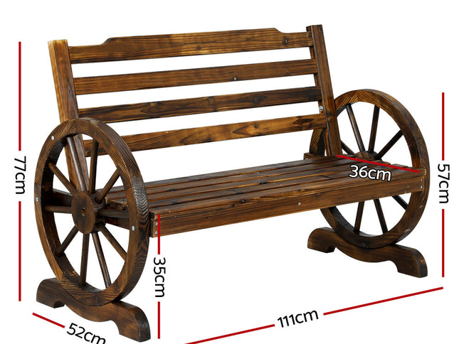 Gardeon Outdoor Garden Bench Wooden 2 Seat Wagon Chair Patio Furniture Brown