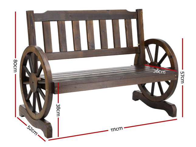 Gardeon Outdoor Garden Bench Wooden 2 Seater Wagon Chair Patio Furniture Brown
