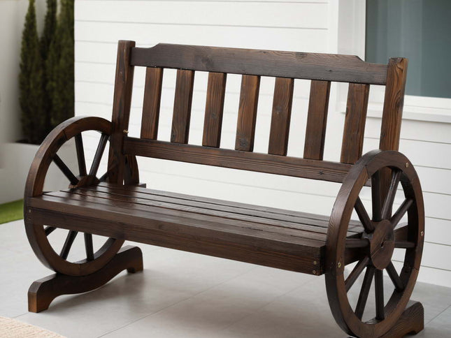 Gardeon Outdoor Garden Bench Wooden 2 Seater Wagon Chair Patio Furniture Brown