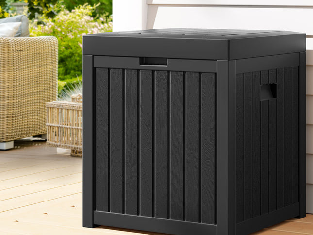 Gardeon Outdoor Storage Box 195L Organiser Garden Bench Deck Toy Shed Tool Black
