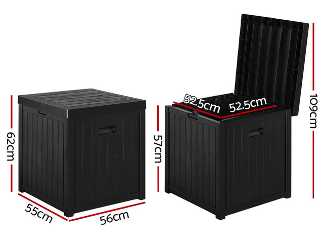 Gardeon Outdoor Storage Box 195L Organiser Garden Bench Deck Toy Shed Tool Black