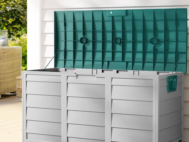 Gardeon Outdoor Storage Box 290L Lockable Organiser Garden Deck Shed Tool Green