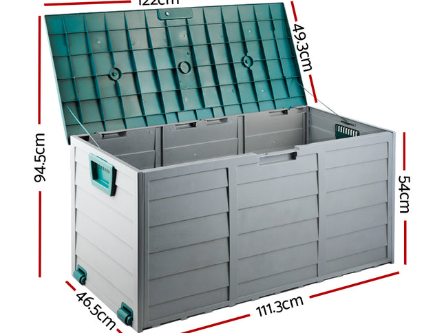 Gardeon Outdoor Storage Box 290L Lockable Organiser Garden Deck Shed Tool Green