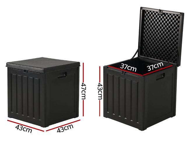 Gardeon Outdoor Storage Box 80L Container Lockable Garden Toy Tool Shed Black