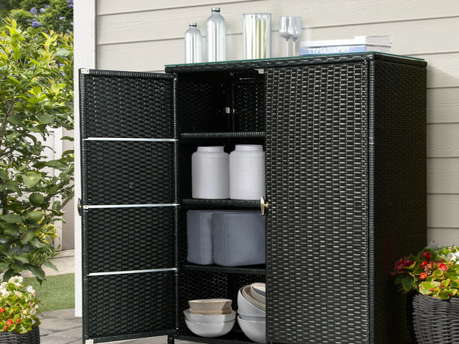 Gardeon Outdoor Storage Cabinet Box Garage Wicker Shelf Chest Garden Shed Tools