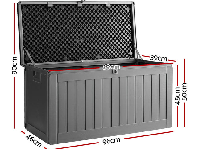Gardeon Outdoor Storage Box 190L Container Lockable Garden Bench Tool Shed Black