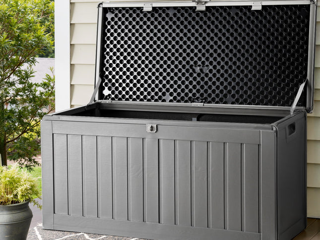 Gardeon Outdoor Storage Box 190L Container Lockable Garden Bench Tool Shed Black