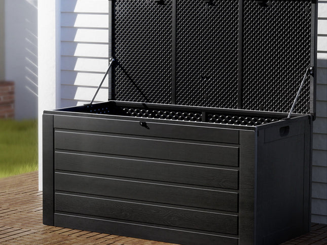 Gardeon Outdoor Storage Box 680L Container Lockable Garden Bench Shed Tool All Black