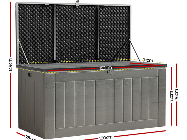 Gardeon Outdoor Storage Box 830L Container Lockable Garden Bench Tool Shed Black