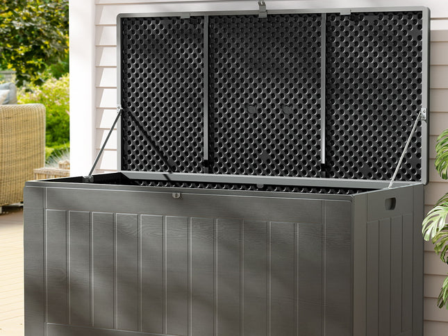 Gardeon Outdoor Storage Box 830L Container Lockable Garden Bench Tool Shed Black