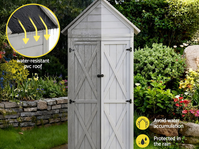 Gardeon Outdoor Storage Cabinet Cupboard Lockable Tool Organizer Shed Adjustable Grey