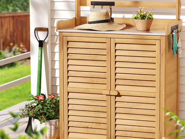 Gardeon Outdoor Storage Cabinet Box Potting Bench Table Shelf Chest Garden Shed