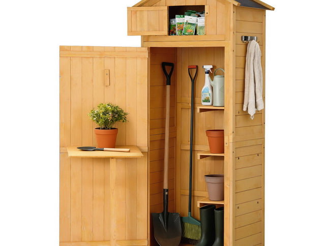 Gardeon Outdoor Storage Cabinet Cupboard Folding Table Tool Organizer Shed Adjustable
