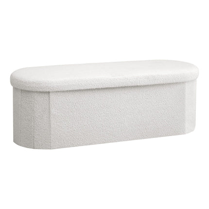 Artiss Storage Ottoman Foot Stool Rest Boucle Fabric Foldable White