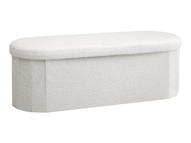 Artiss Storage Ottoman Foot Stool Rest Boucle Fabric Foldable White