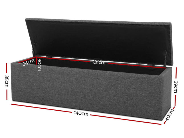Artiss Storage Ottoman Blanket Box 140cm Linen Dark Grey