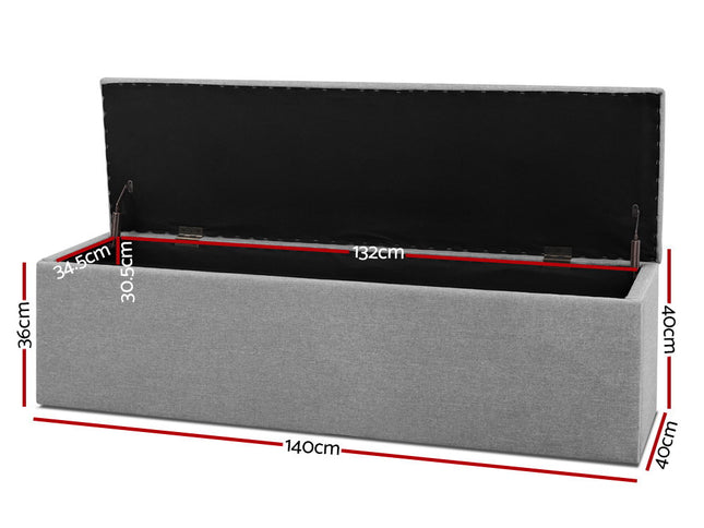 Artiss Storage Ottoman Blanket Box 140cm Linen Grey