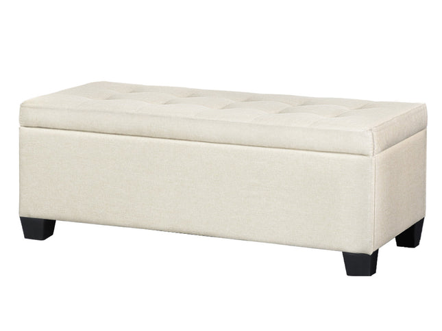Artiss Storage Ottoman Blanket Box 97cm Linen Beige