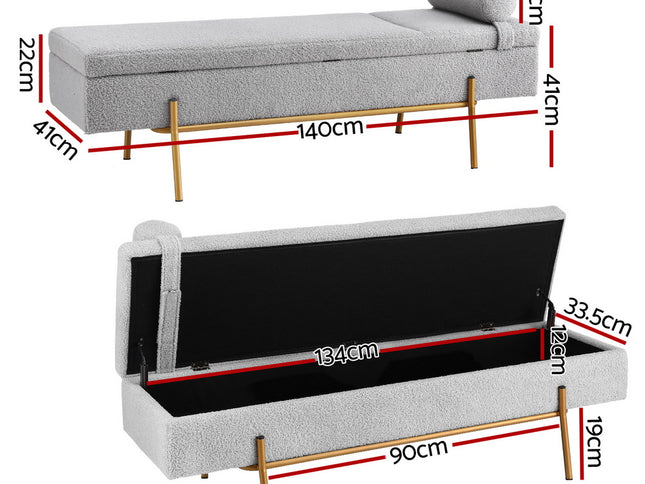 Artiss Storage Ottoman Bed 140cm Pillow Foot Stool