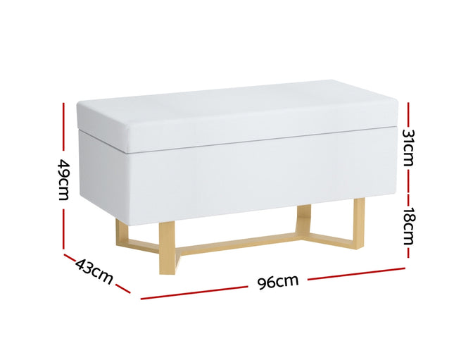 Artiss Storage Ottoman Blanket Box Criss-cross Linen White