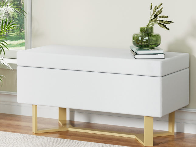 Artiss Storage Ottoman Blanket Box Criss-cross Linen White