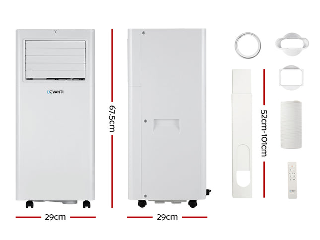 Devanti Portable Air Conditioner 7000BTU Cooling Mobile Fan Cooler Dehumidifier