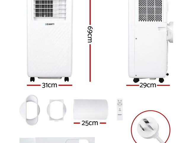 3-in-1 Devanti Portable Air Conditioner Dehumidifier Fan 7000BTU