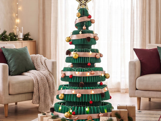Jingle Jollys LED Paper Christmas Tree with Star Topper ‚Äì 111CM, Green
