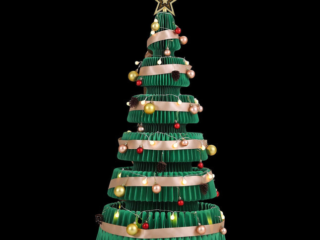 Jingle Jollys LED Paper Christmas Tree with Star Topper ‚Äì 111CM, Green