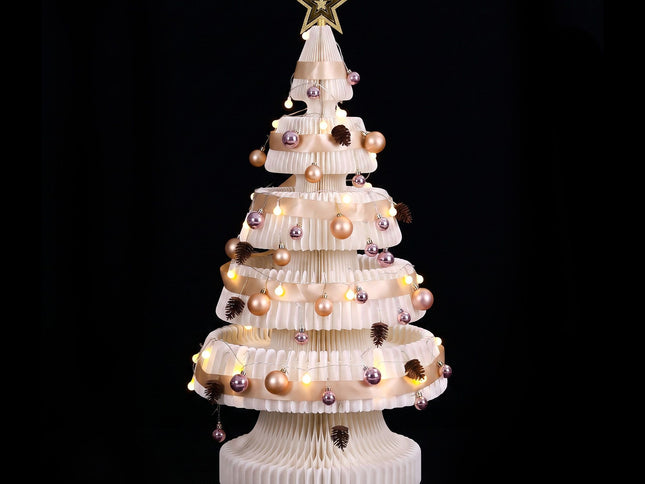Jingle Jollys LED Paper Christmas Tree with Star Topper ‚Äì 114CM, White