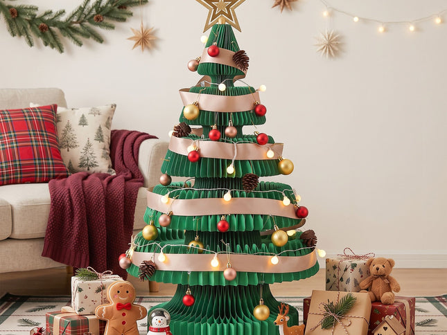 Jingle Jollys LED Paper Christmas Tree with Star Topper ‚Äì 87CM, Green