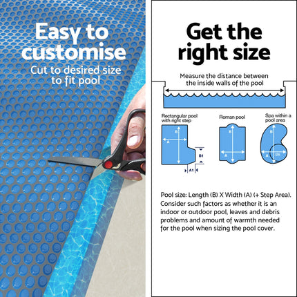 Aqua Buddy Pool Cover 10x4m 600 Micron Swimming Pool Solar Blanket Blue Black