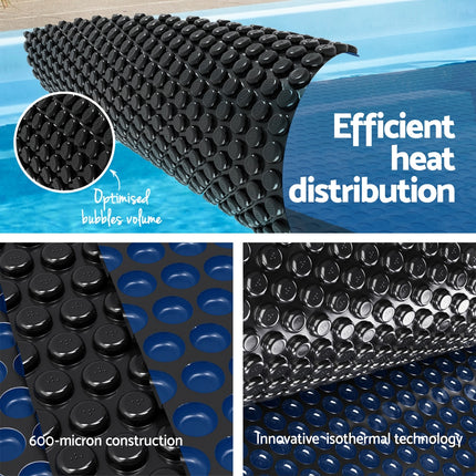 Aqua Buddy Pool Cover 600 Micron 10x4m w/ Roller 5.55m Black Solar Blanket