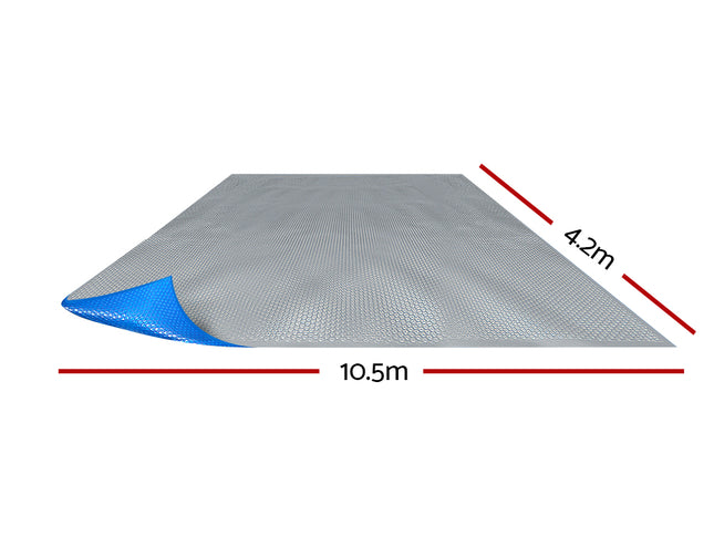 Aquabuddy Pool Cover 500 Micron 10.5x4.2m Swimming Pool Solar Blanket Blue Silver