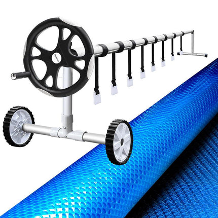 Aquabuddy Pool Cover 500 Micron 11x4.8m Blue Swimming Pool Solar Blanket 5.5m Roller