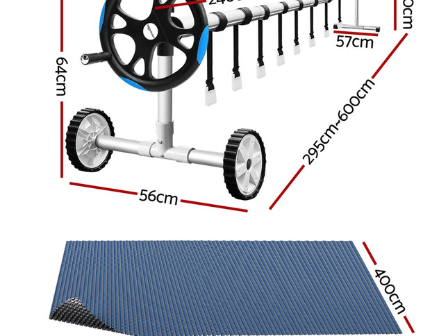 Aqua Buddy Pool Cover 7x4m 600 Micron w/ Roller 5.55m Black Solar Blanket