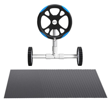 Aqua Buddy Pool Cover 7x4m 600 Micron w/ Roller 5.55m Black Solar Blanket