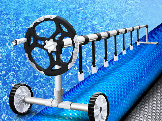 Aquabuddy Pool Cover 400 Micron 8x4.2m Swimming Pool Solar Blanket 5.5m Roller