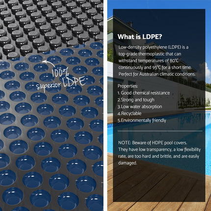 Aqua Buddy Pool Cover 600 Micron 9.5x5m w/ Roller 5.55m Swimming Pools Black Solar Blanket