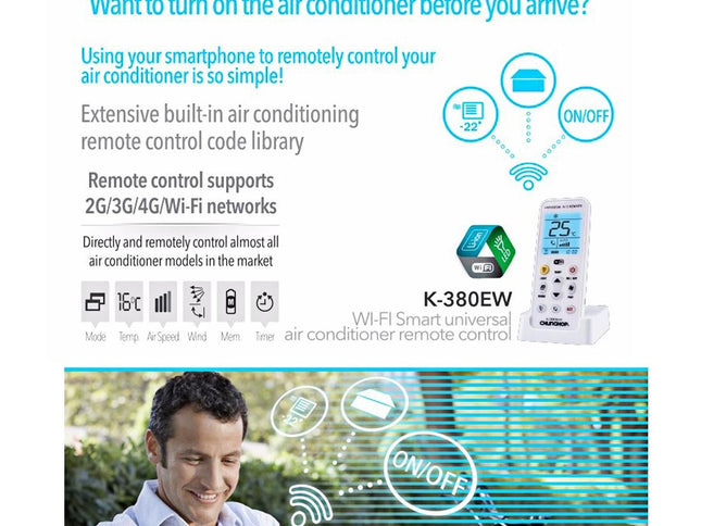 Universal Wifi Smart Ac Remote Control With Holder - Supports 2G / 3G / 4G / Wifi-1915198378308931586