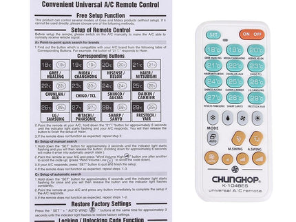 Universal Air Conditioner Remote Control - K1048Es-1915198380708073481