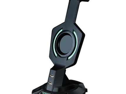 Integrated Mecha-Shaped Headset Holder With Dual Usb Ports And Computer Switch - Luminous-1915198030768902145