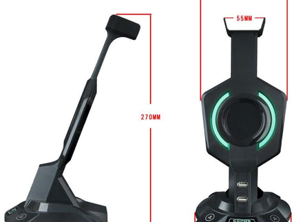 Integrated Mecha-Shaped Headset Holder With Dual Usb Ports And Computer Switch - Luminous-1915198030768902146
