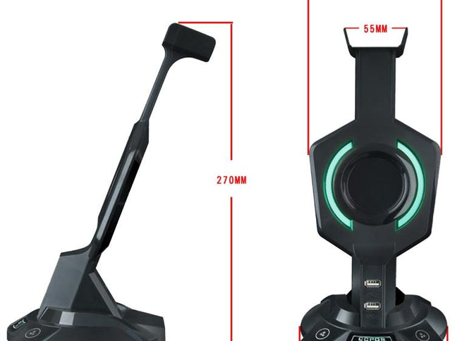 Integrated Mecha-Shaped Headset Holder With Dual Usb Ports And Computer Switch - Luminous-1915198030768902146