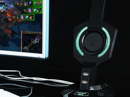 Integrated Mecha-Shaped Headset Holder With Dual Usb Ports And Computer Switch - Luminous-1915198030768902147