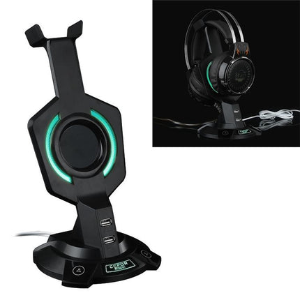Integrated Mecha-Shaped Headset Holder With Dual Usb Ports And Computer Switch - Luminous-1915198030768902149
