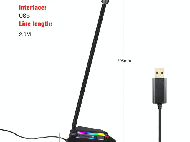 Flexible Usb Microphone With Rgb Lighting For Voice Chat And Video Conferencing-1915197799817940993